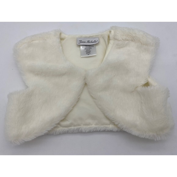 Jona Michelle Other - Jona Michelle Kids Ivory Faux Fur Bolero Shrug Vest CO5657 Size 3T